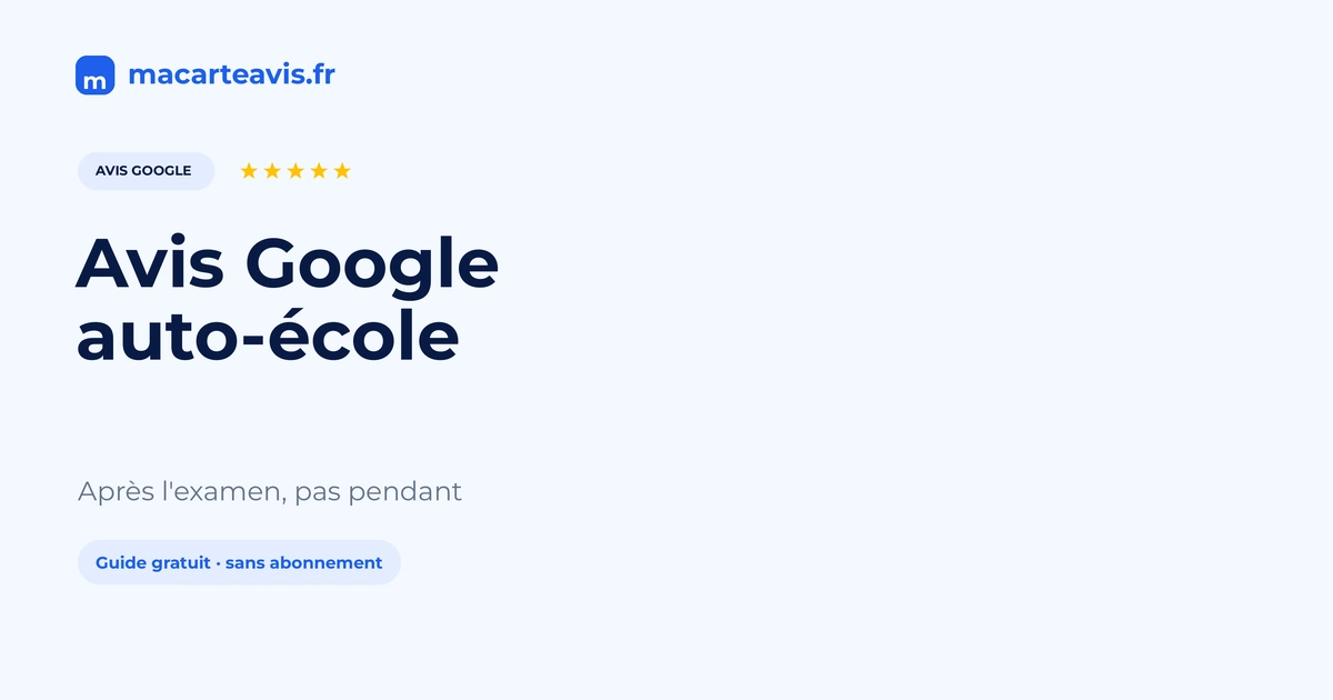 Avis Google auto-école : demander après l'examen ou la fin de formation Accueil d'auto-école avec support discret pour avis Google après la formation