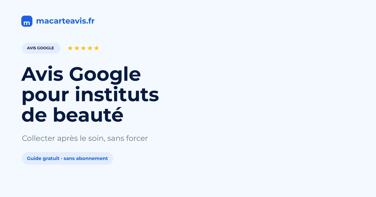 Avis Google pour instituts de beauté et spas Accueil d'un institut de beauté avec support discret pour avis Google
