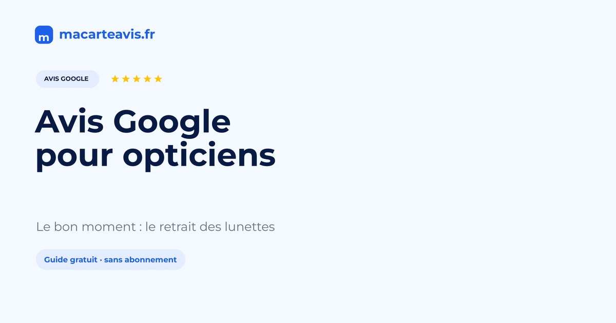 Avis Google pour opticiens au retrait de l'équipement Comptoir d'opticien avec remise de lunettes et support avis Google