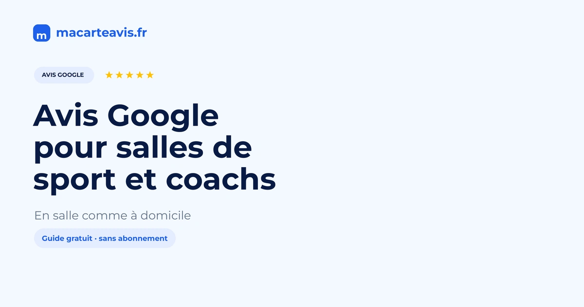 Avis Google pour salles de sport et coachs Accueil d'une salle de sport avec support pour avis Google