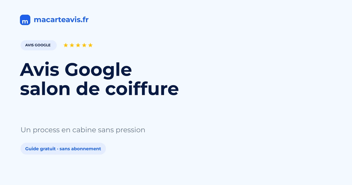 Process avis Google en salon de coiffure Coiffeur montrant une carte avis Google à un client devant le miroir en fin de prestation