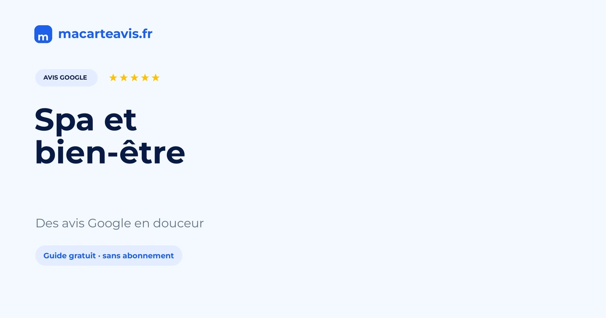 Réception feutrée d'un spa avec support discret pour avis Google après le soin