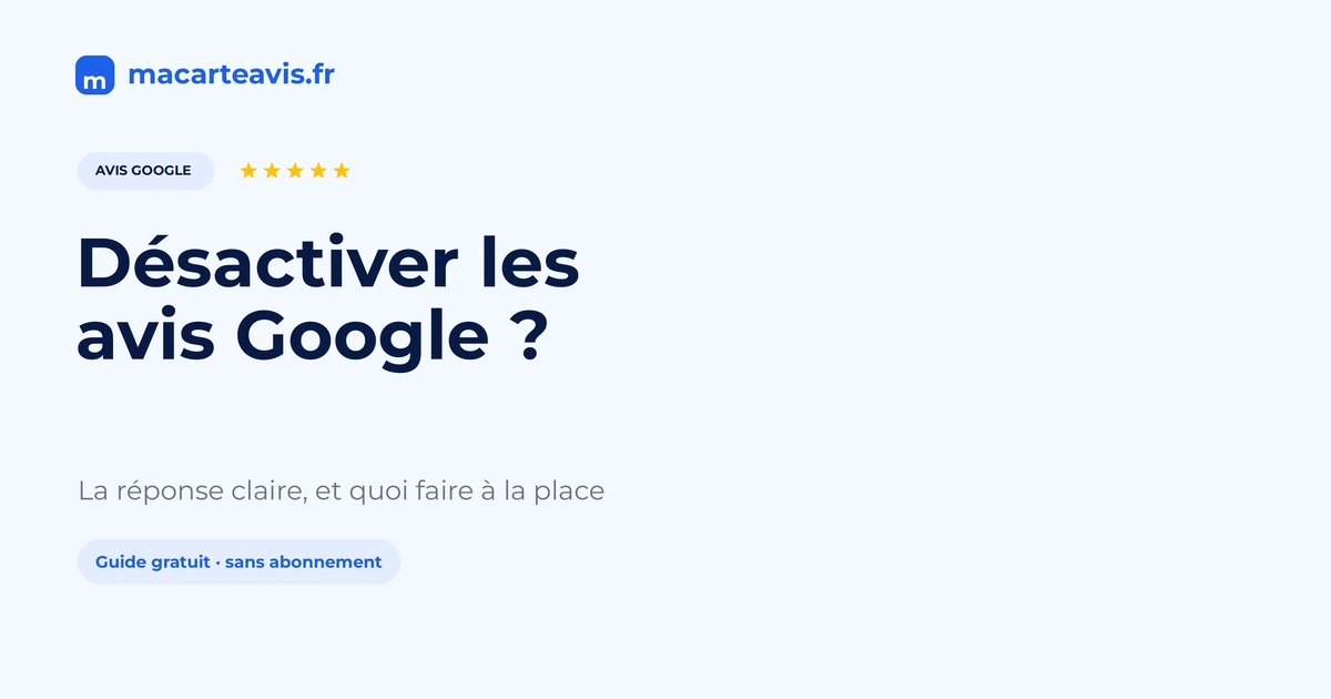 Désactiver les avis Google : ce qui existe vraiment Gérant inquiet devant la section avis de sa fiche Google, sans interrupteur pour la couper