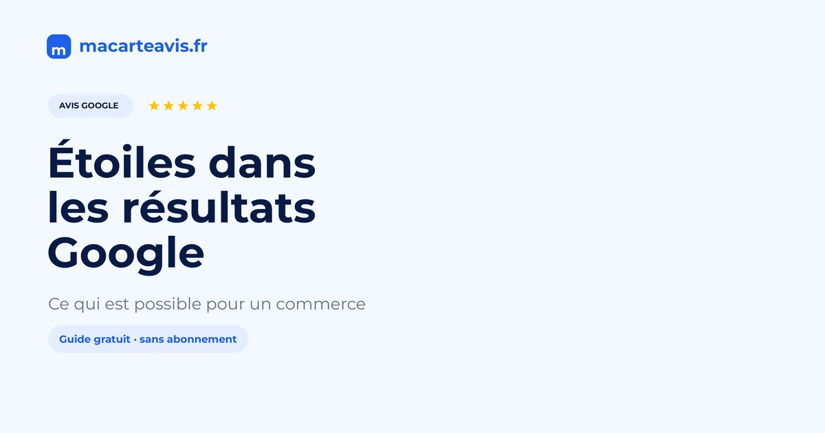 Résultats de recherche Google avec étoiles d'avis pour un commerce local