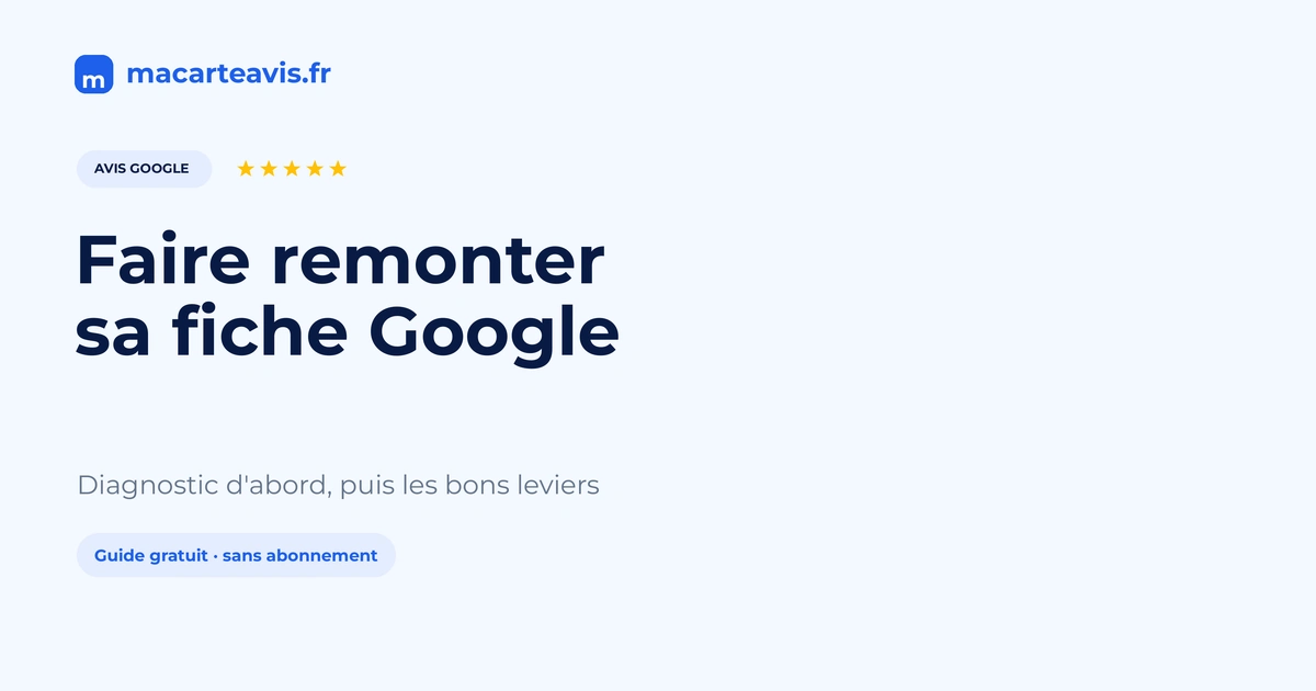 Carte locale et fiche d'établissement Google à remettre en ordre