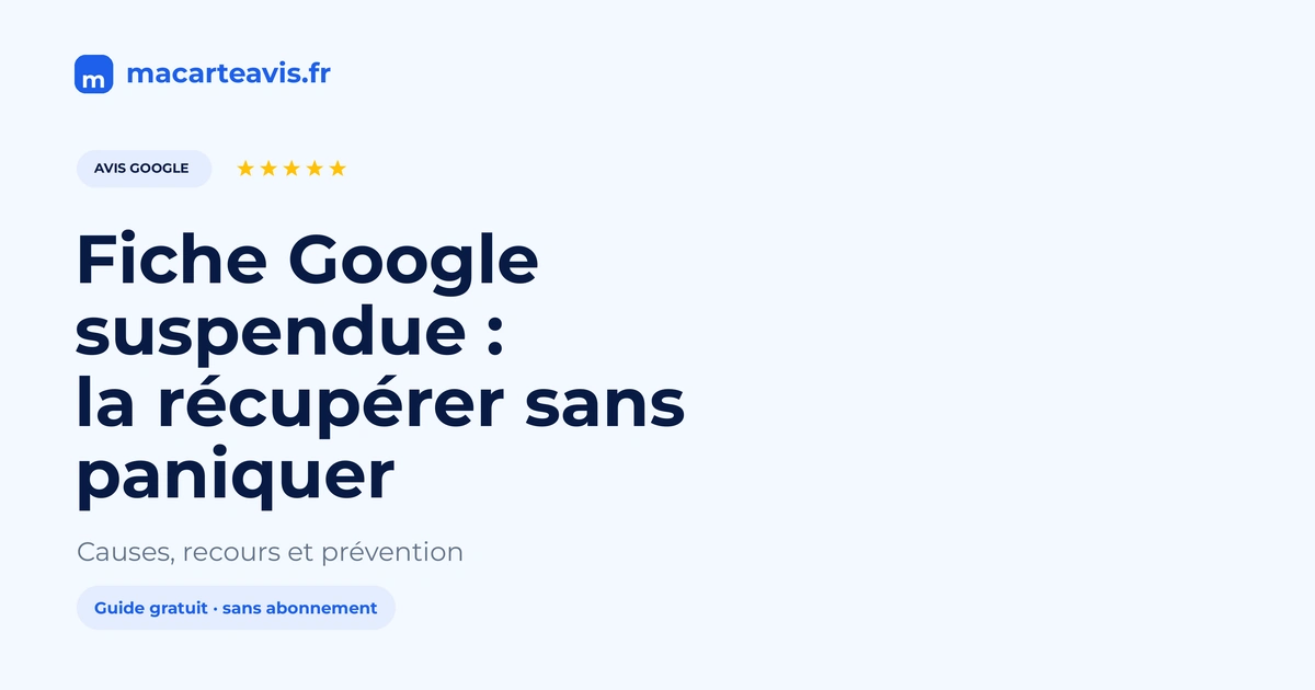 Fiche Google Business Profile suspendue, écran d'alerte et recours officiel