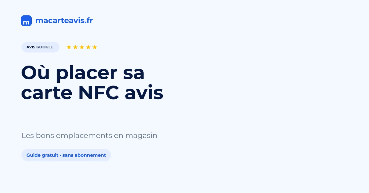 Carte NFC avis Google posée à côté du terminal de paiement sur un comptoir