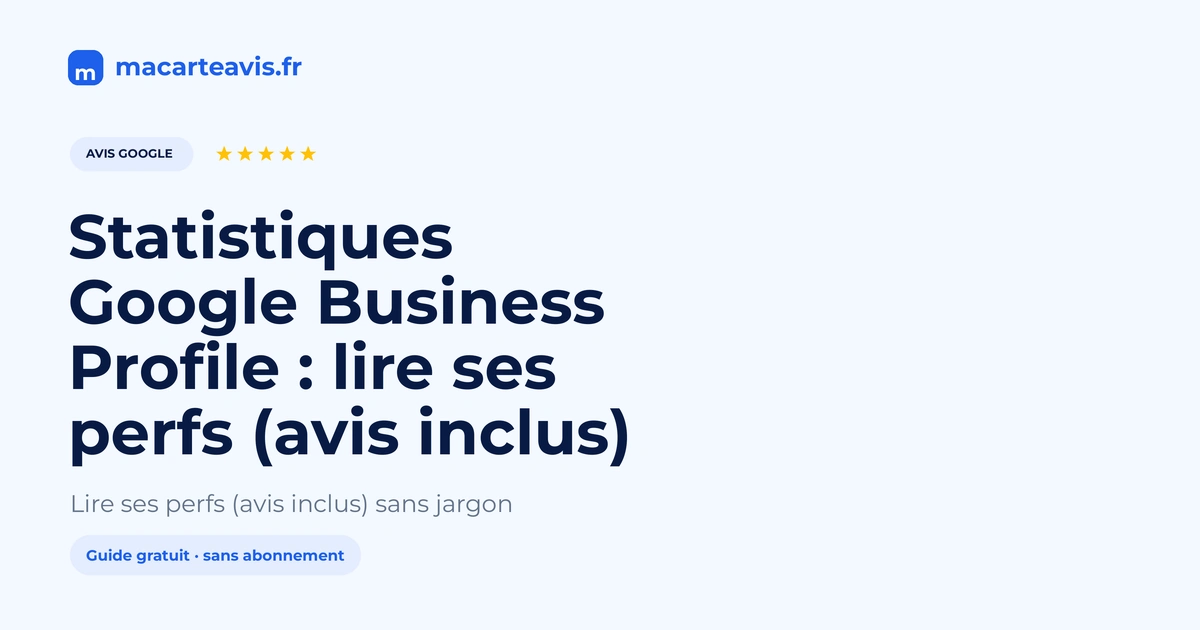Tableau de bord des statistiques Google Business Profile pour un commerce local